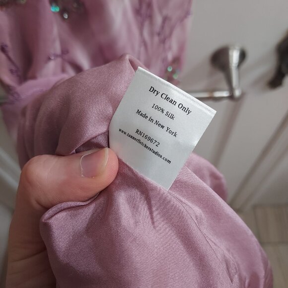 TANNER FLETCHER Celeste Mauve Floral Sequin Chiffon Slip Dress - Picture 10 of 12